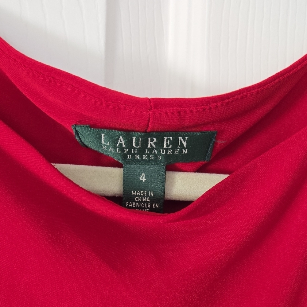 Lauren‎ Ralph Lauren Red Midi Elegent Dress Size 4 - Picture 3 of 4